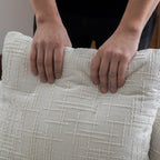 Modern Upholstered End-of-Bed Bench with Armrests – Ivory Chenille