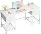 55" Computer Desk with 4 Drawers & Mesh Shelf – Huuger (White)