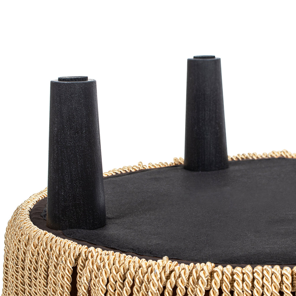 24-Inch Round Upholstered Accent Ottoman – Deep Brown Velvet