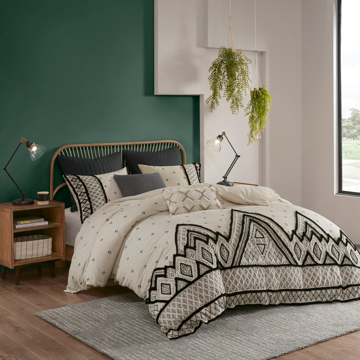 3-Piece Flax & Cotton Blend Duvet Cover Set – One Size, Fits Full/Queen Beds