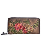 Vintage Hand-Polished Embossed Cowhide Ladies’ Wallet