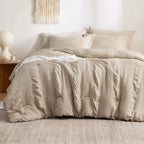 7-Piece Full Size Seersucker Comforter Bedding Set – Bedsure (Beige)