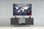 Silver World Map Glass Wall Art – Size Options