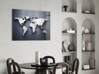 Silver World Map Glass Wall Art – Size Options