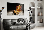 Whiskey Glass with Ice & Cigar Glass Wall Art – Size Options