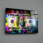 100 Dollar Bill Glass Wall Art – Size Options
