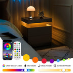 Modern LED Nightstand with 2 Drawers – Black