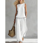 Printed Retro Sleeveless Top & Wide-Leg Pants Set | 12 Prints S–5XL