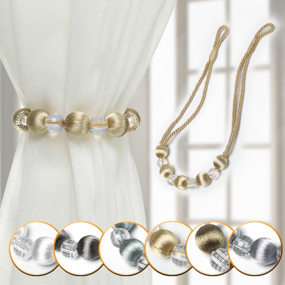 Magnetic Crystal Bead Curtain Tiebacks – Color Options