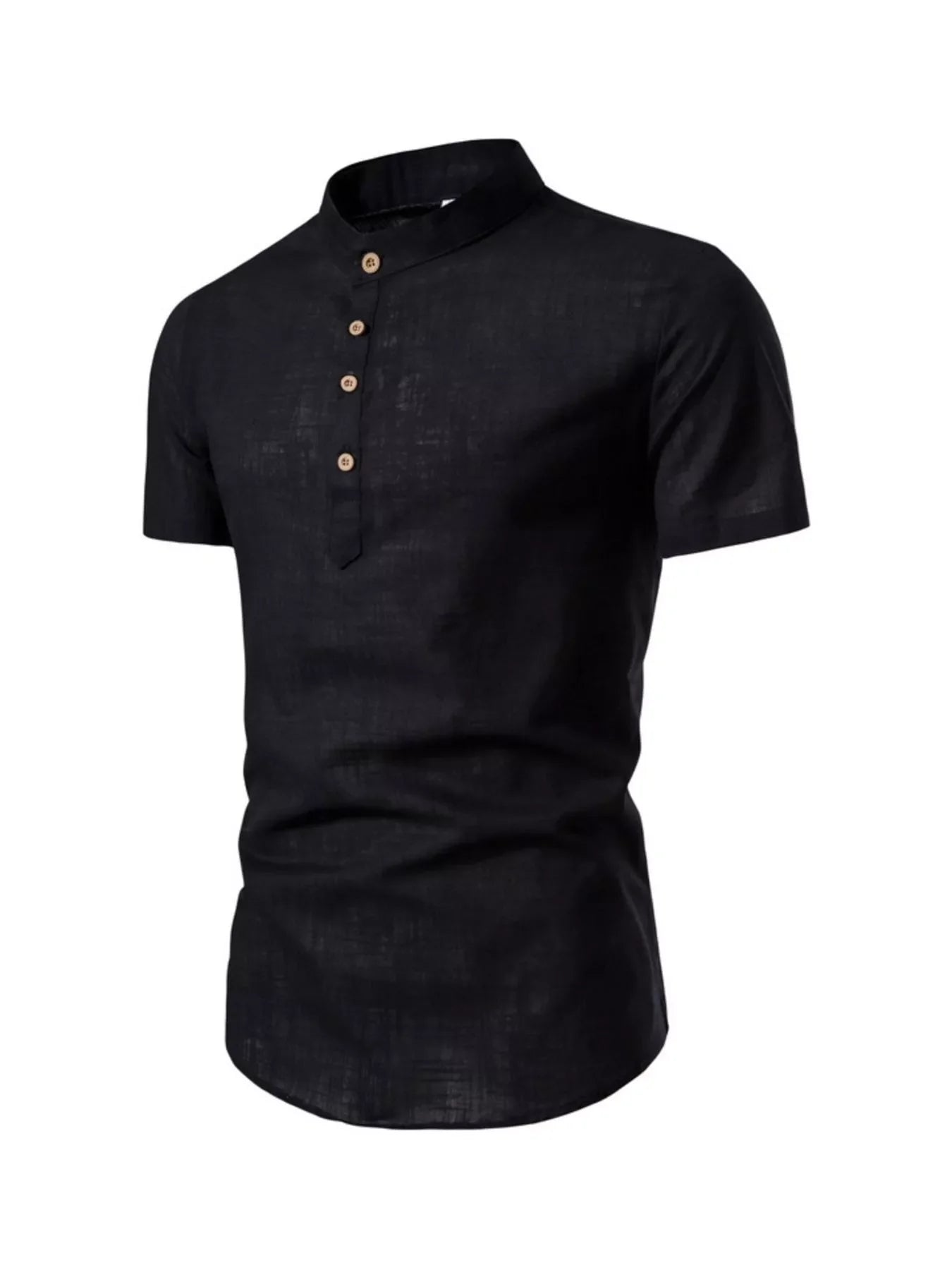 Men’s Plus Size Mandarin Collar Short Sleeve Shirt