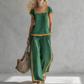 Relaxed Shirt & Wide-Leg Trousers Two-Piece Set