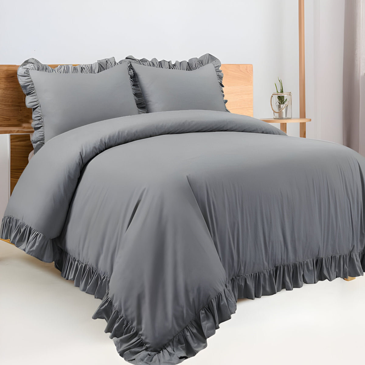 400 Thread Count Cotton Sateen Ruffle Duvet Cover Set
