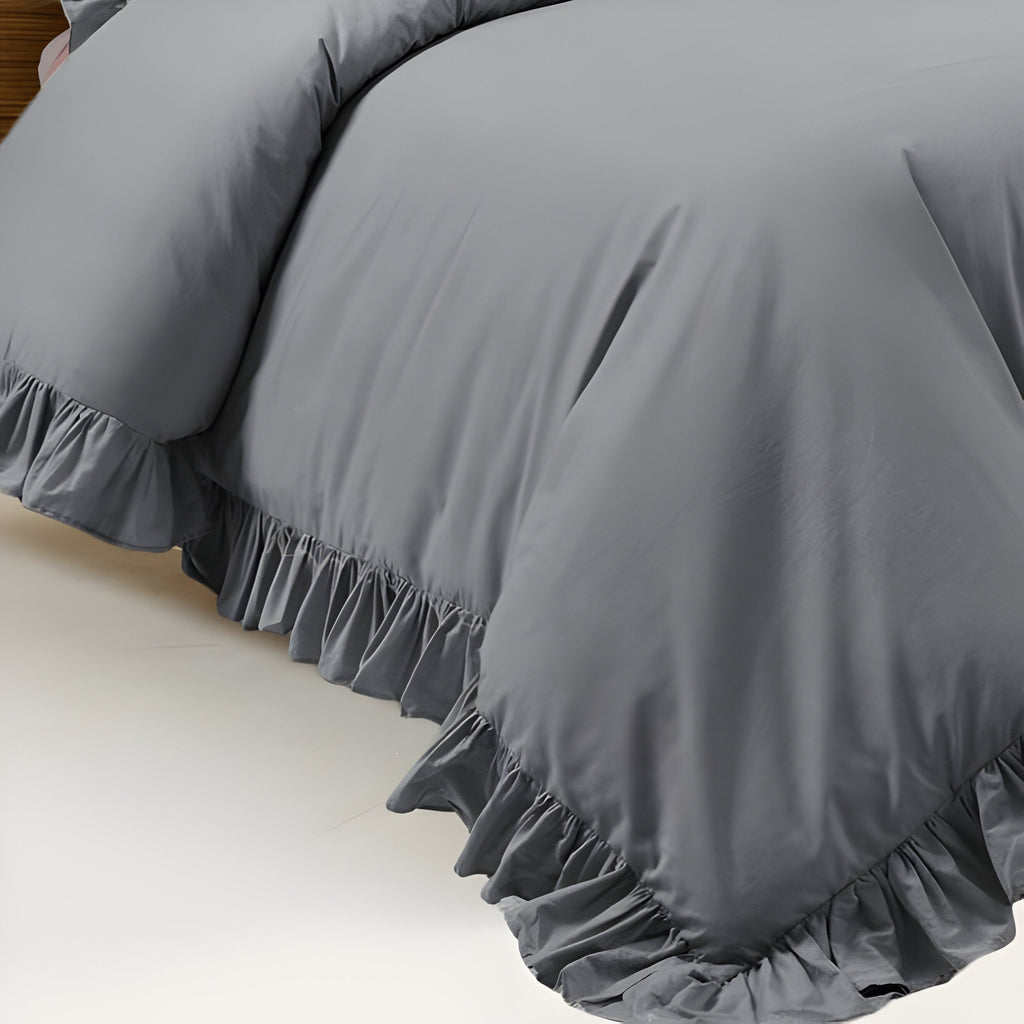 400 Thread Count Cotton Sateen Ruffle Duvet Cover Set