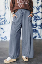 Women’s High-Rise Frill Detail Wide-Leg Pants