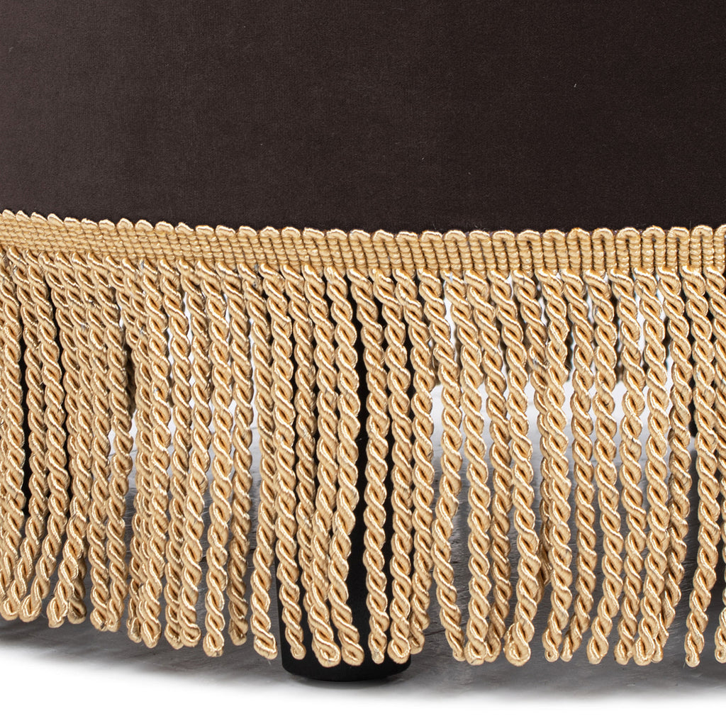 24-Inch Round Upholstered Accent Ottoman – Deep Brown Velvet
