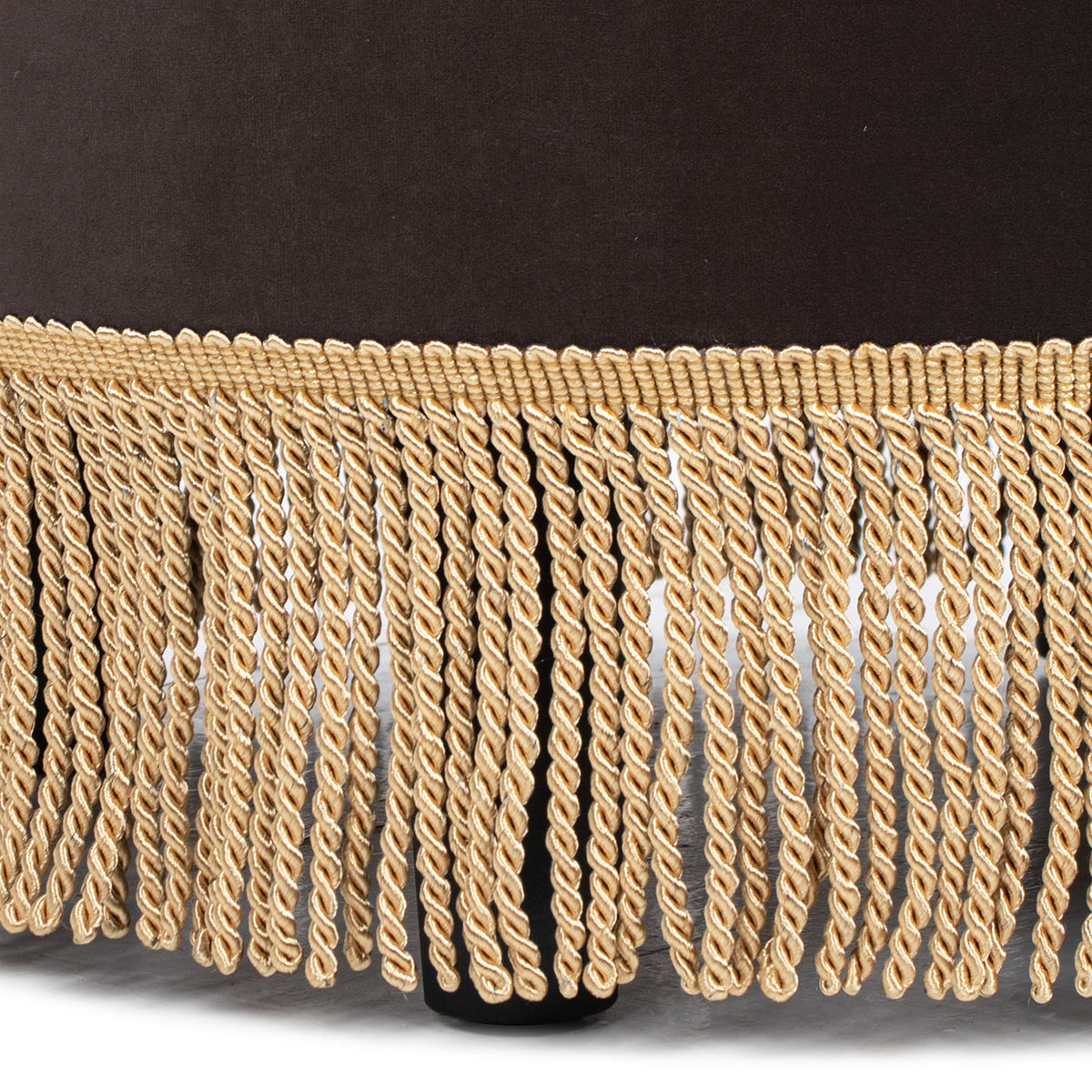 24-Inch Round Upholstered Accent Ottoman – Deep Brown Velvet