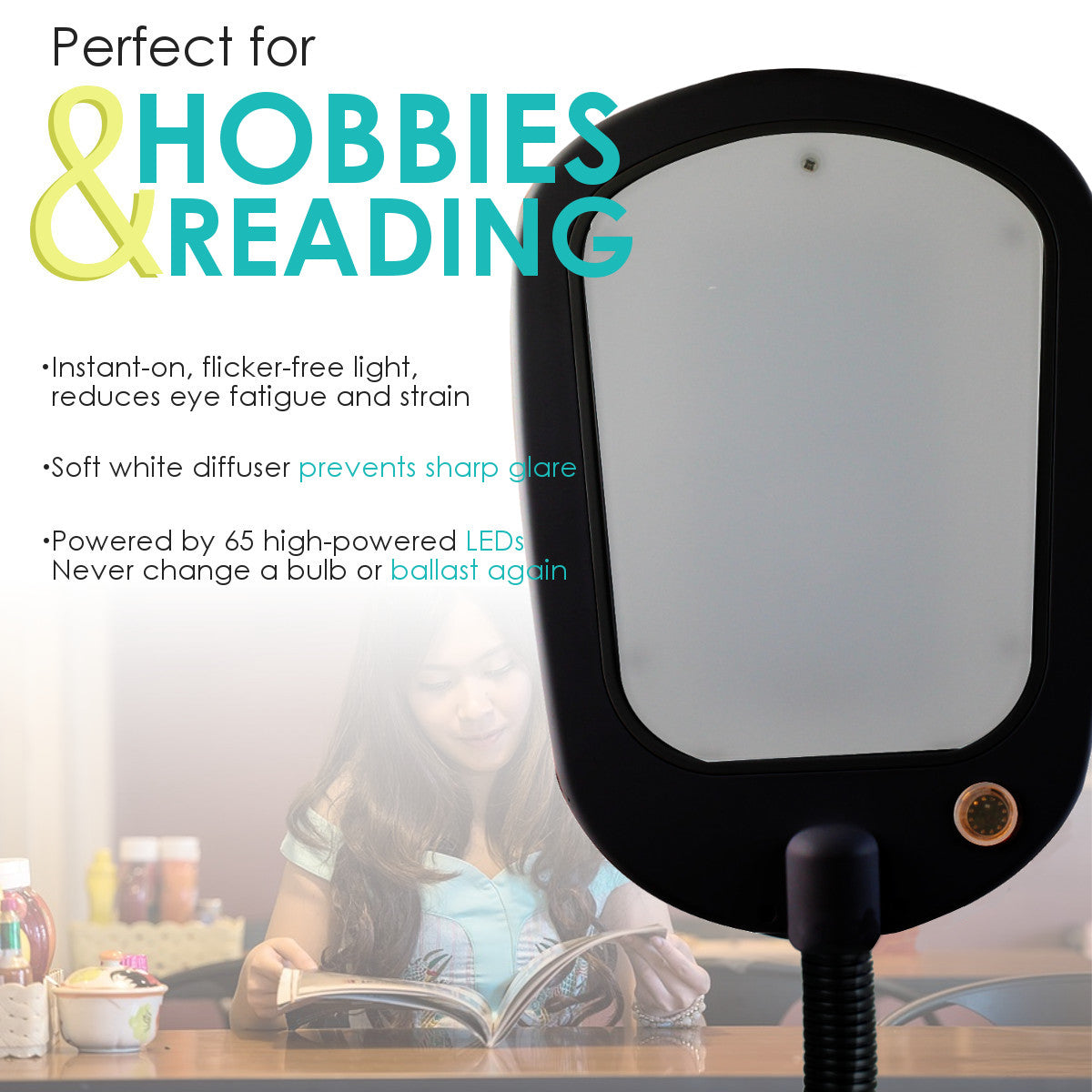 Adjustable LED Reading Floor Lamp – Black