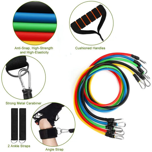 11-Piece Resistance Band Set – Home Gym Workout Kit