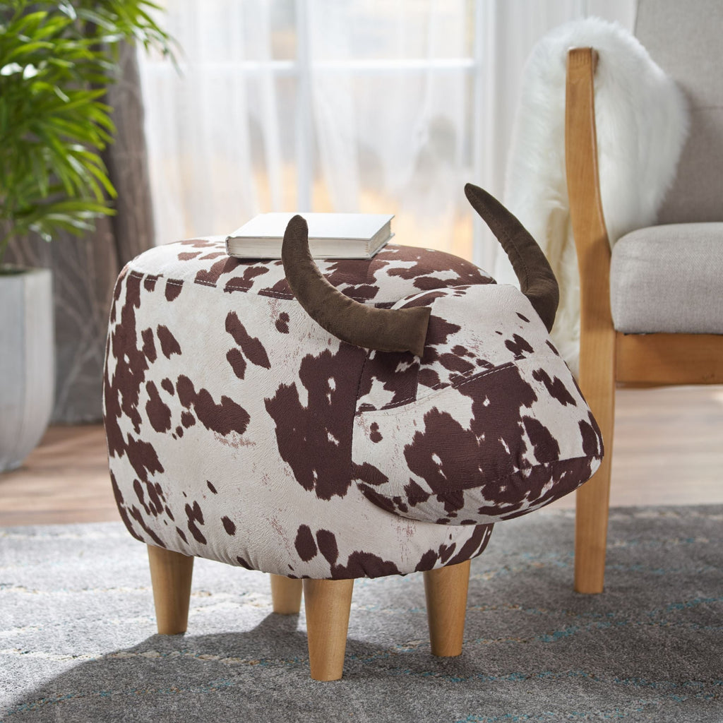 Cow-Shaped Accent Ottoman Footstool – Color options