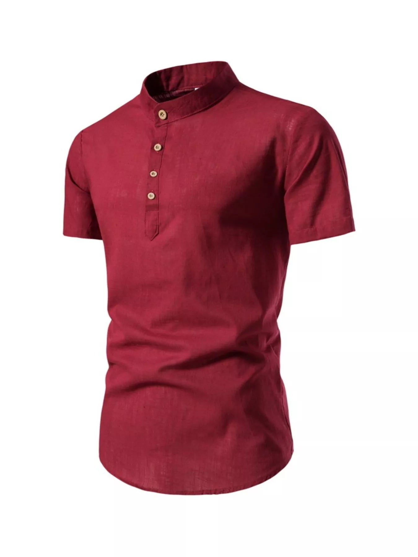 Men’s Plus Size Mandarin Collar Short Sleeve Shirt