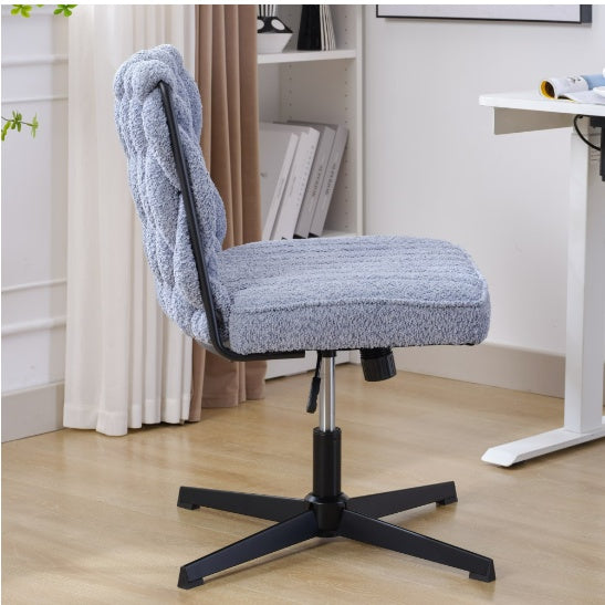 Armless Office Desk Chair – No Wheels (Blue)