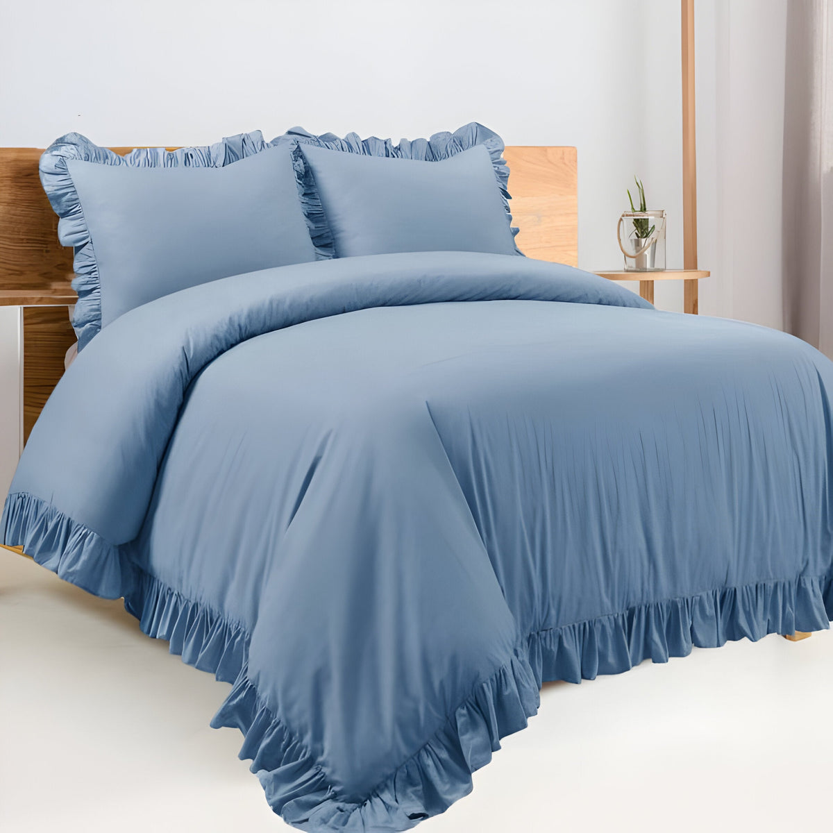400 Thread Count Cotton Sateen Ruffle Duvet Cover Set
