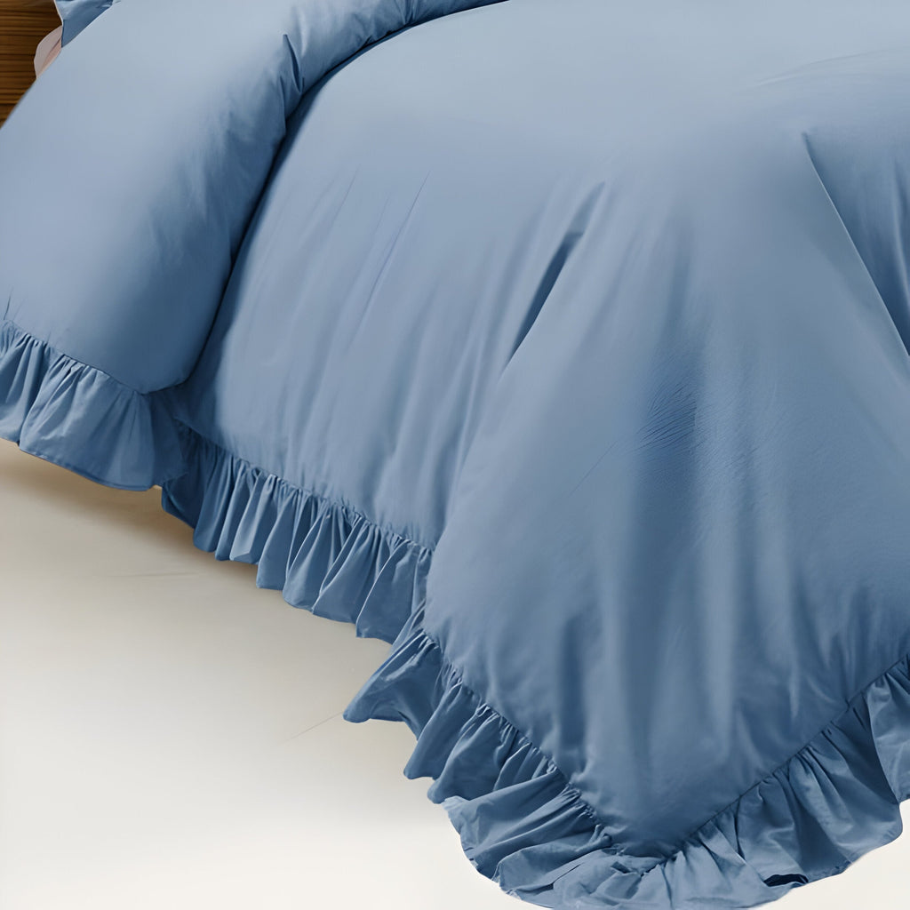 400 Thread Count Cotton Sateen Ruffle Duvet Cover Set