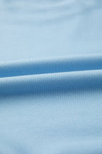 Mist Blue Solid Color Loose Tee Drawstring Wide Leg Pants 2pcs Outfit