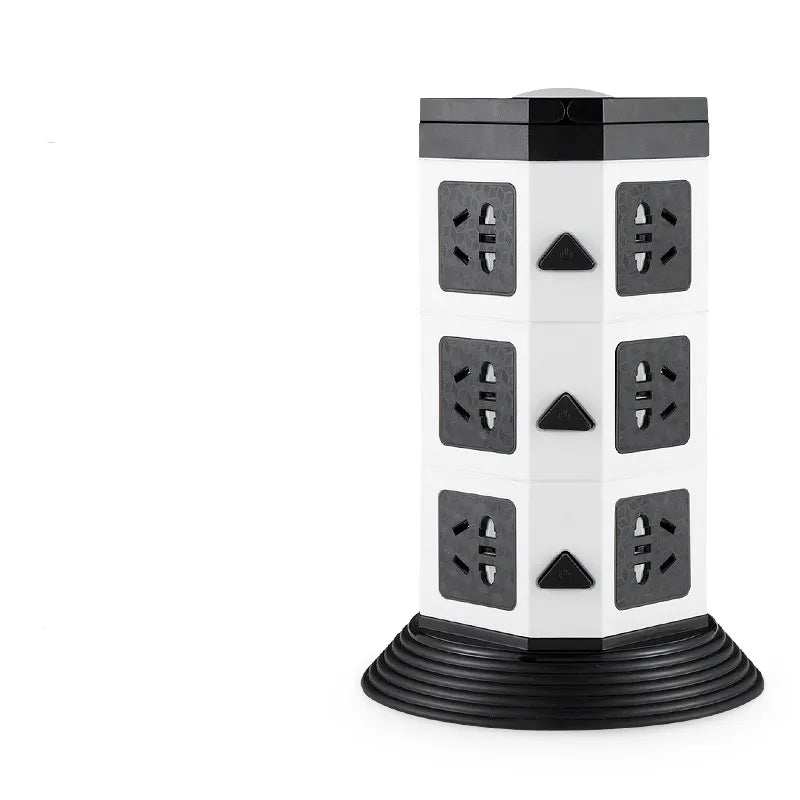 3D Vertical Socket Panel – Multi-Function Power Strip with USB