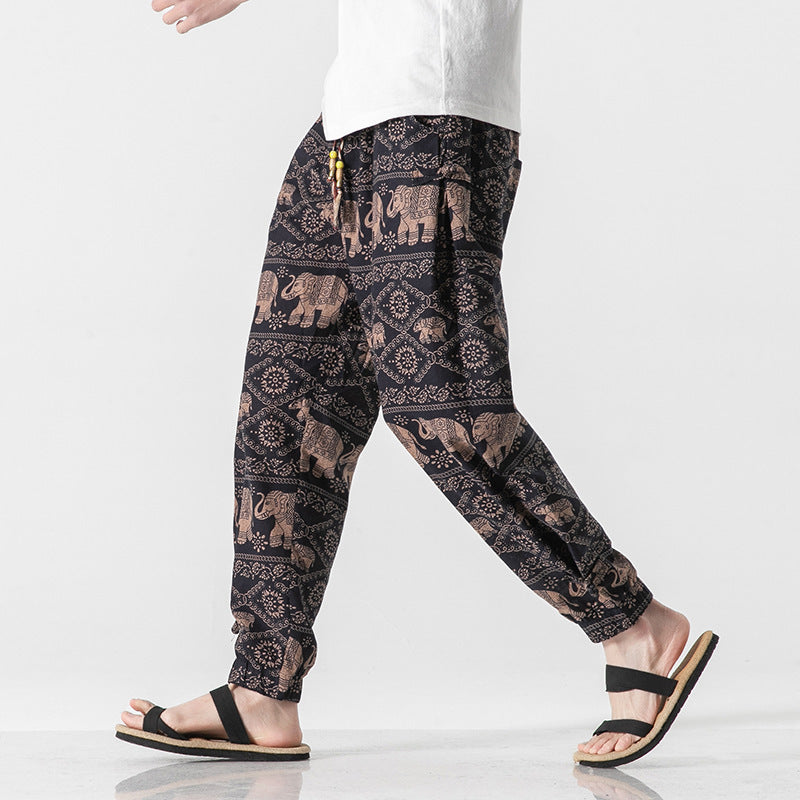 Men’s Retro Cotton Drawstring Pants