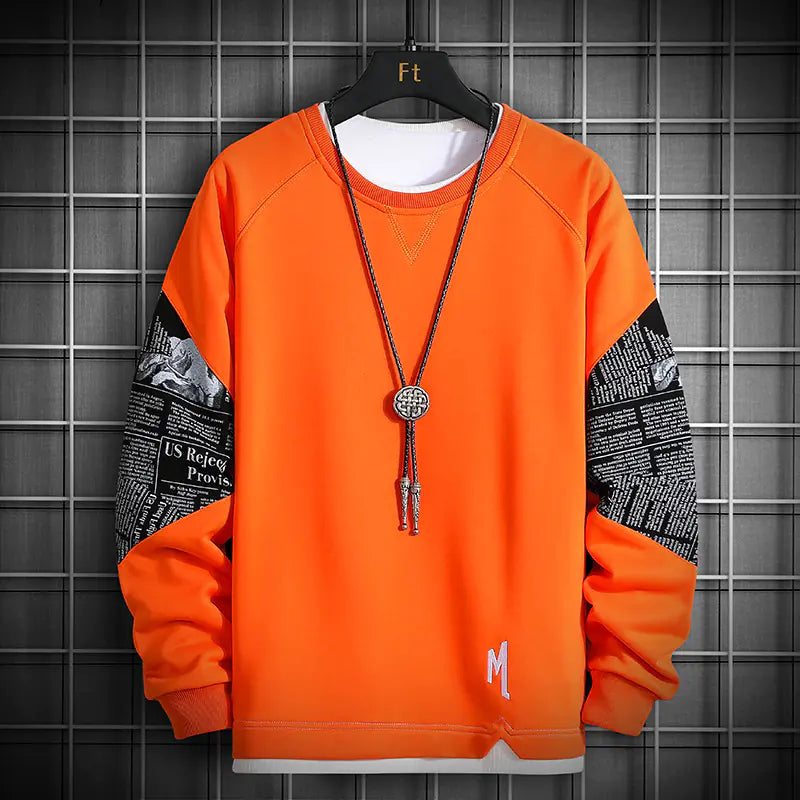 Men's Long-Sleeved Casual Sweater - Trendy Round Neck