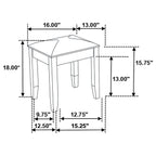 Upholstered Vanity Stool – Metallic Gray & Glossy White
