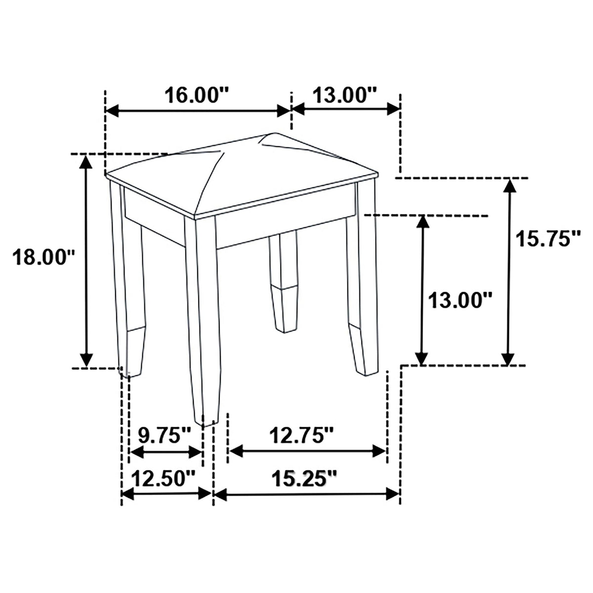 Upholstered Vanity Stool – Metallic Gray & Glossy White