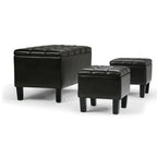 3-Piece Tufted Storage Ottoman Set – Multiple Colors