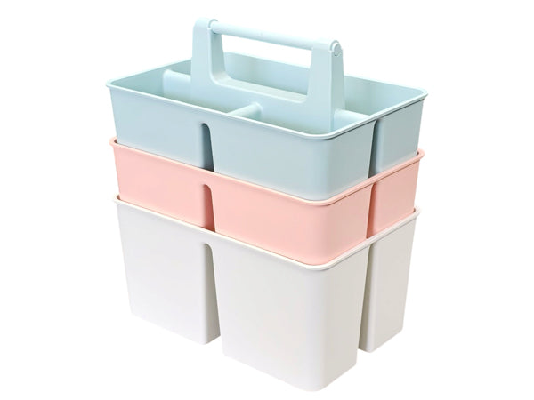 3-Compartment Shower Caddy with Handle – Ivory