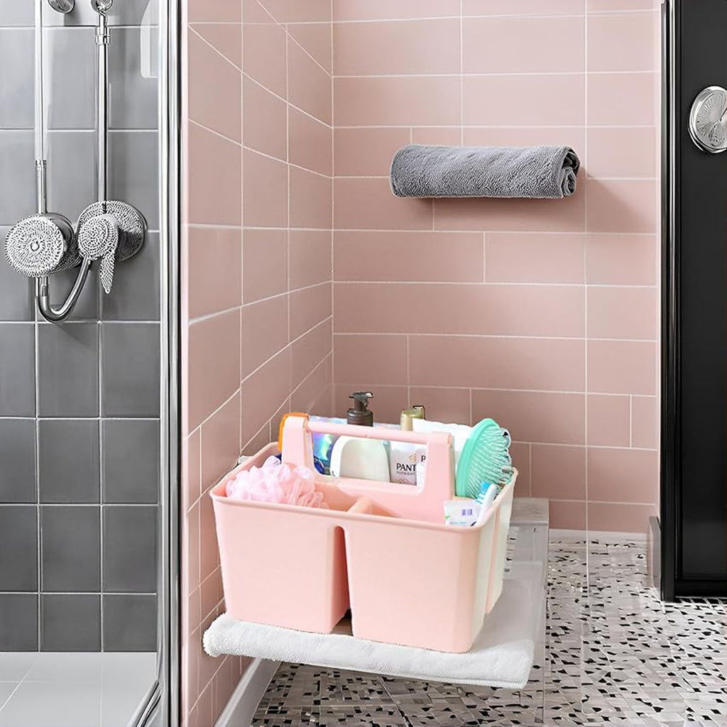 3-Compartment Shower Caddy with Handle – Ivory