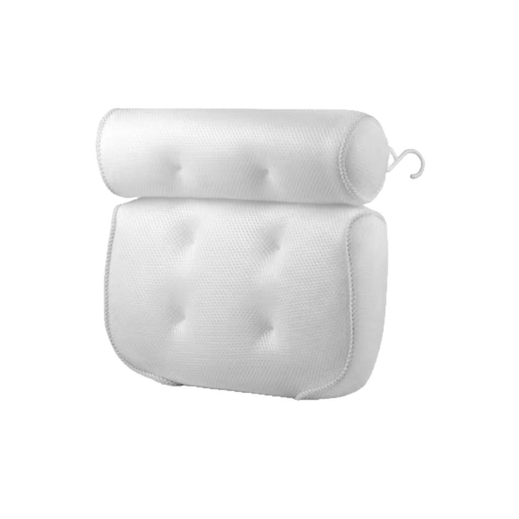 Non-Slip Bathtub Pillow with Suction Cups – White