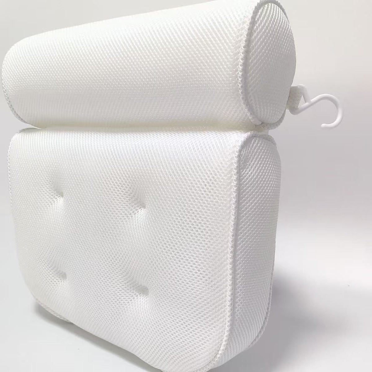 Non-Slip Bathtub Pillow with Suction Cups – White