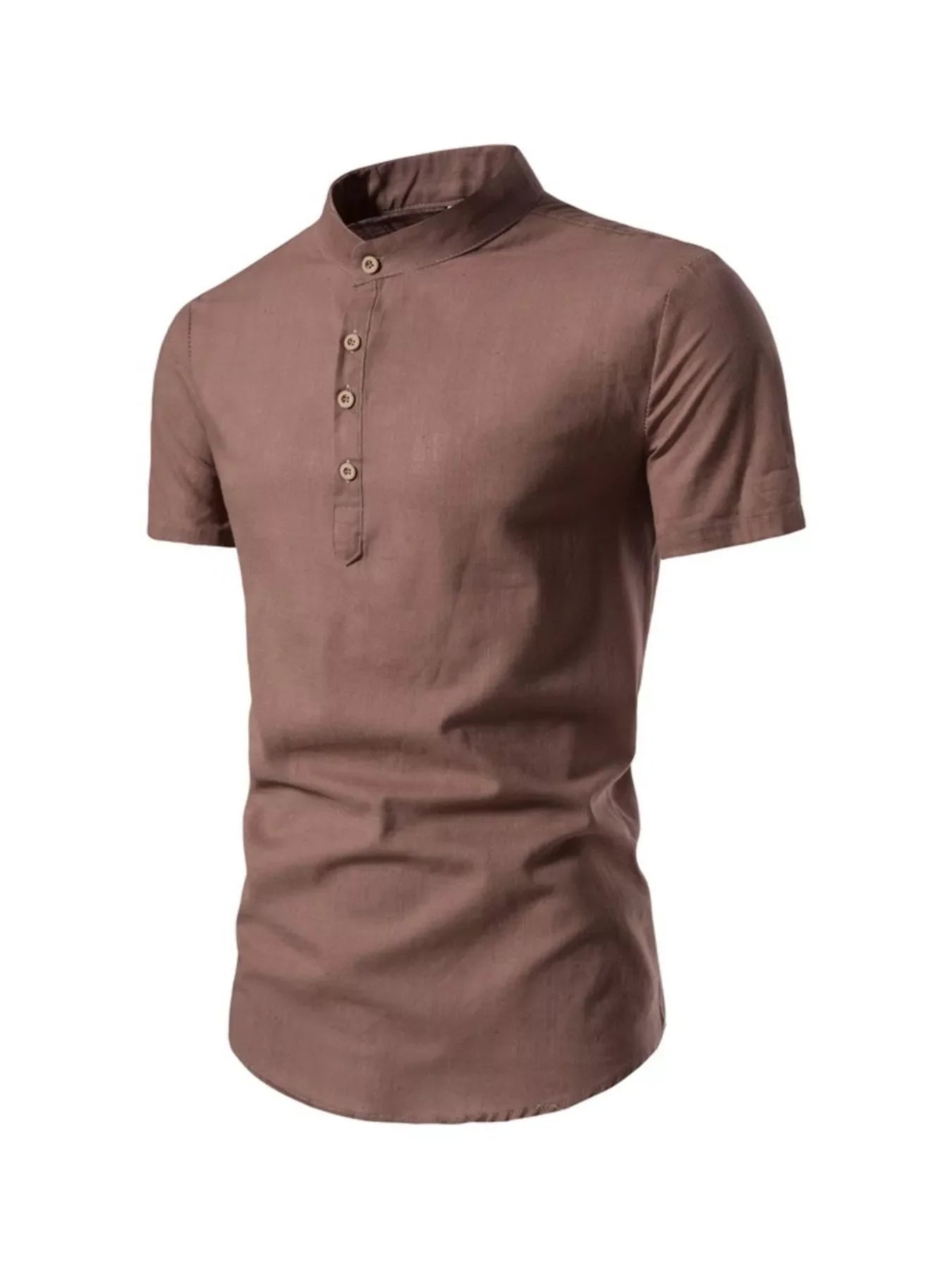 Men’s Plus Size Mandarin Collar Short Sleeve Shirt