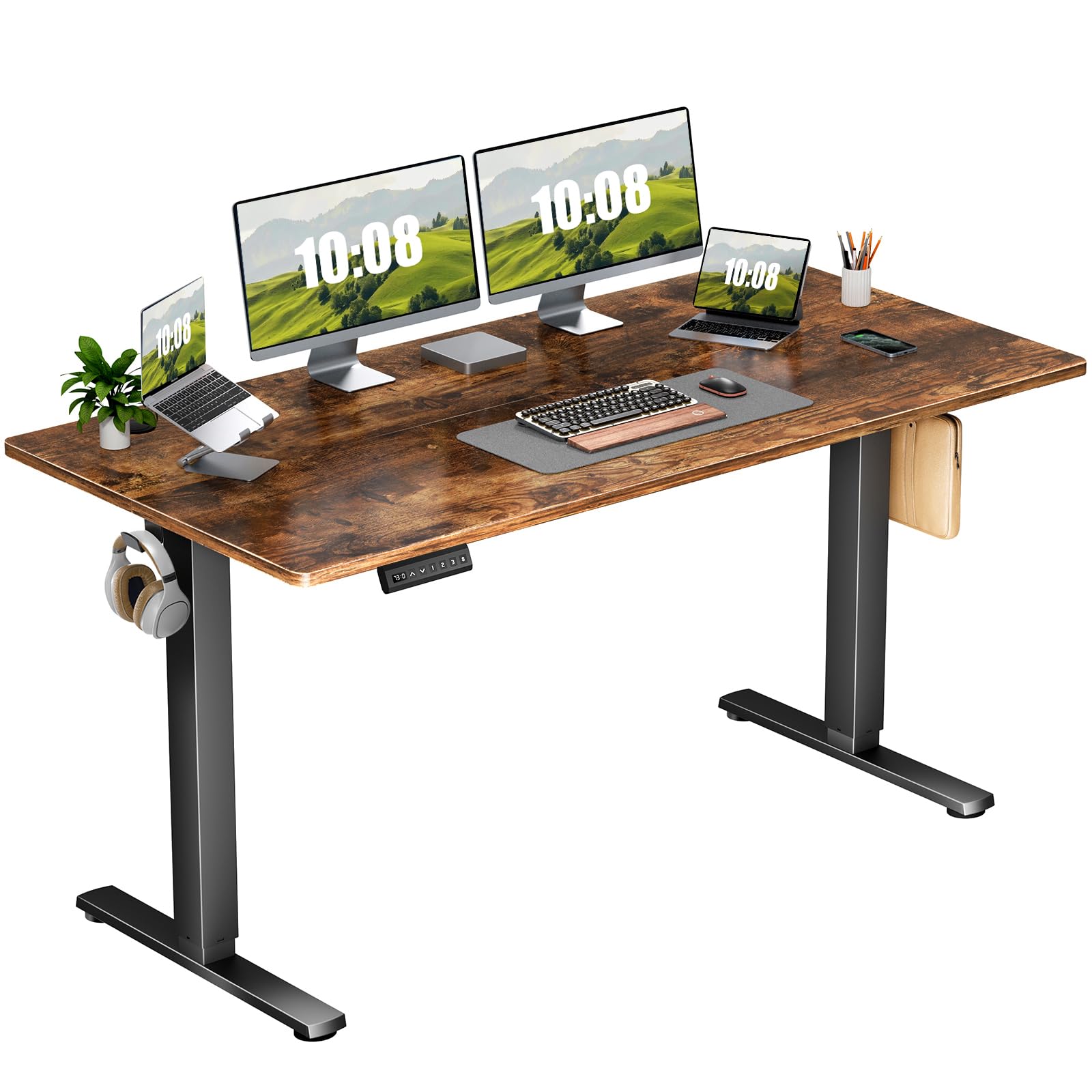 63" Electric Adjustable Standing Desk – Sweetcrispy (Rust Brown)