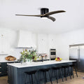 52" Flush-Mount Solid Wood Ceiling Fan with LED Light & Remote