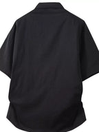 Men’s Plus Size Oversized Short Sleeve Button-Down Shirt