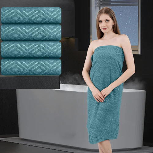 4-Piece Oversized Microfiber Bath Sheet Towel Set – 35" × 70" (Turquoise)