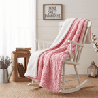 DaDa Bedding Pink Rose Bud Faux Fur Sherpa Blanket