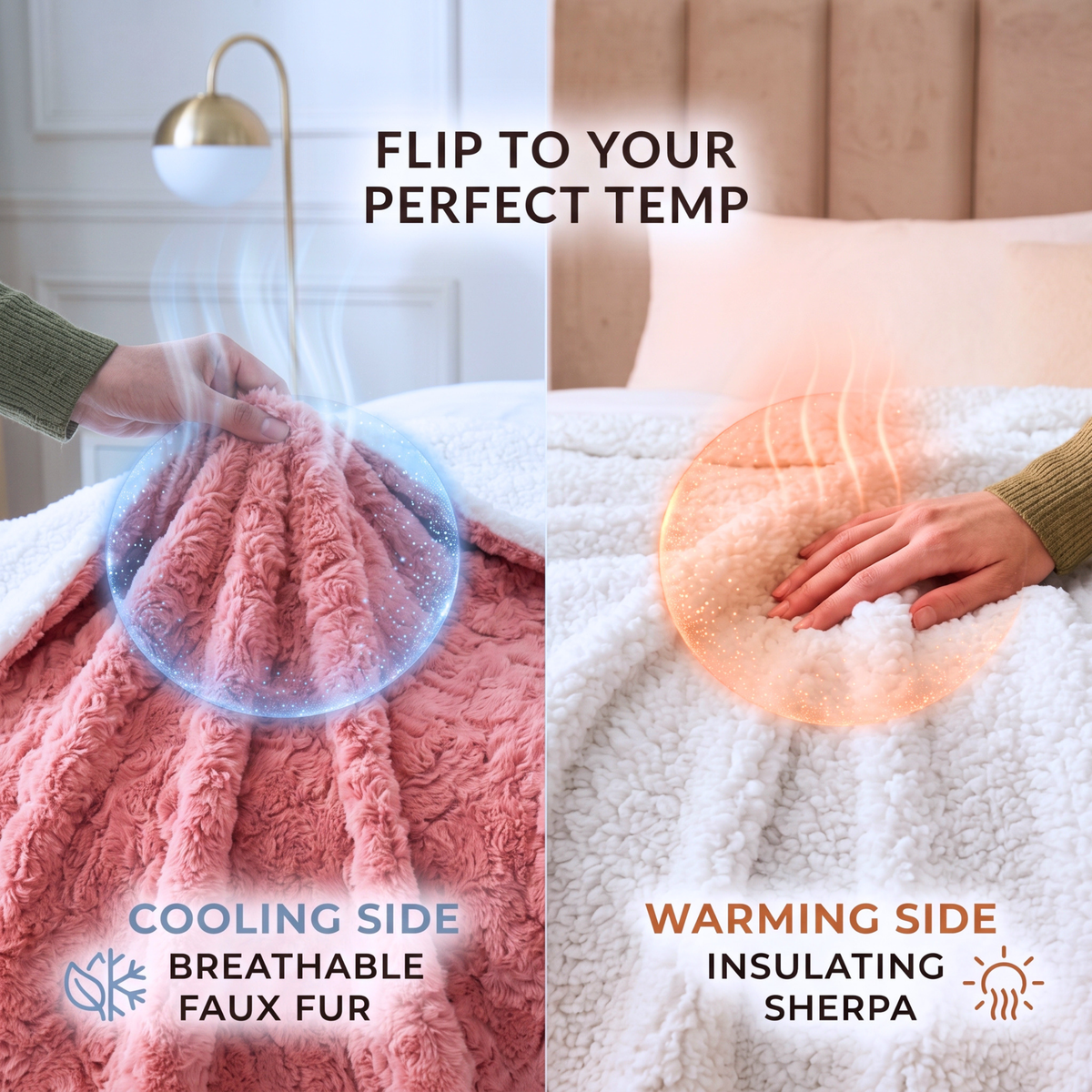 DaDa Bedding Pink Rose Bud Faux Fur Sherpa Blanket