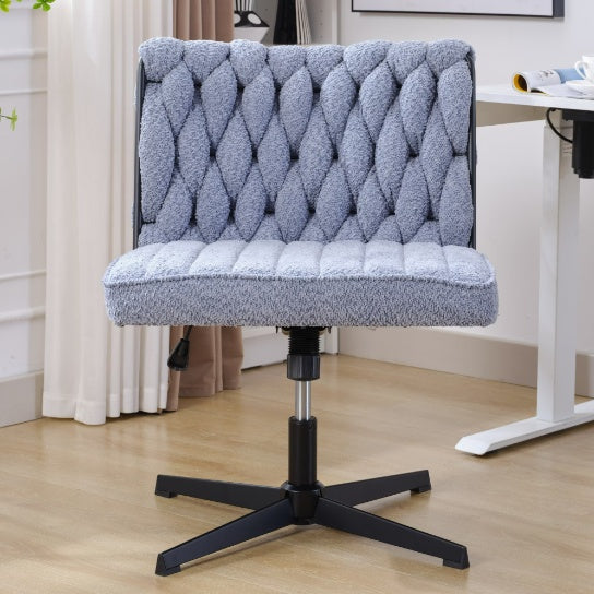 Armless Office Desk Chair – No Wheels (Blue)