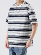 Men’s Plus Size Striped Oversized Crew Neck T-Shirt