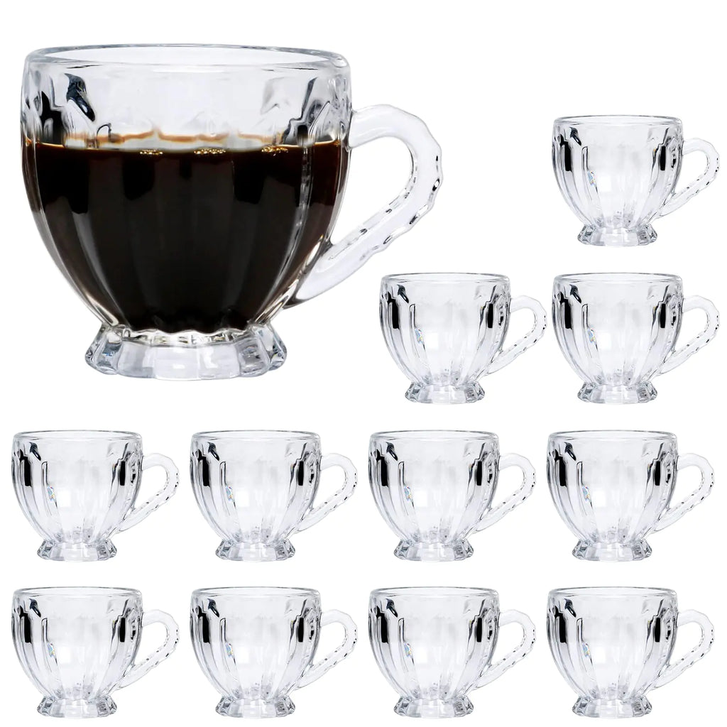 12-Piece Vintage 6 oz Glass Coffee Mug Set – Qappda