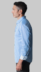 Men’s Go Big Stripe Long Sleeve Tech Shirt – Royal Blue