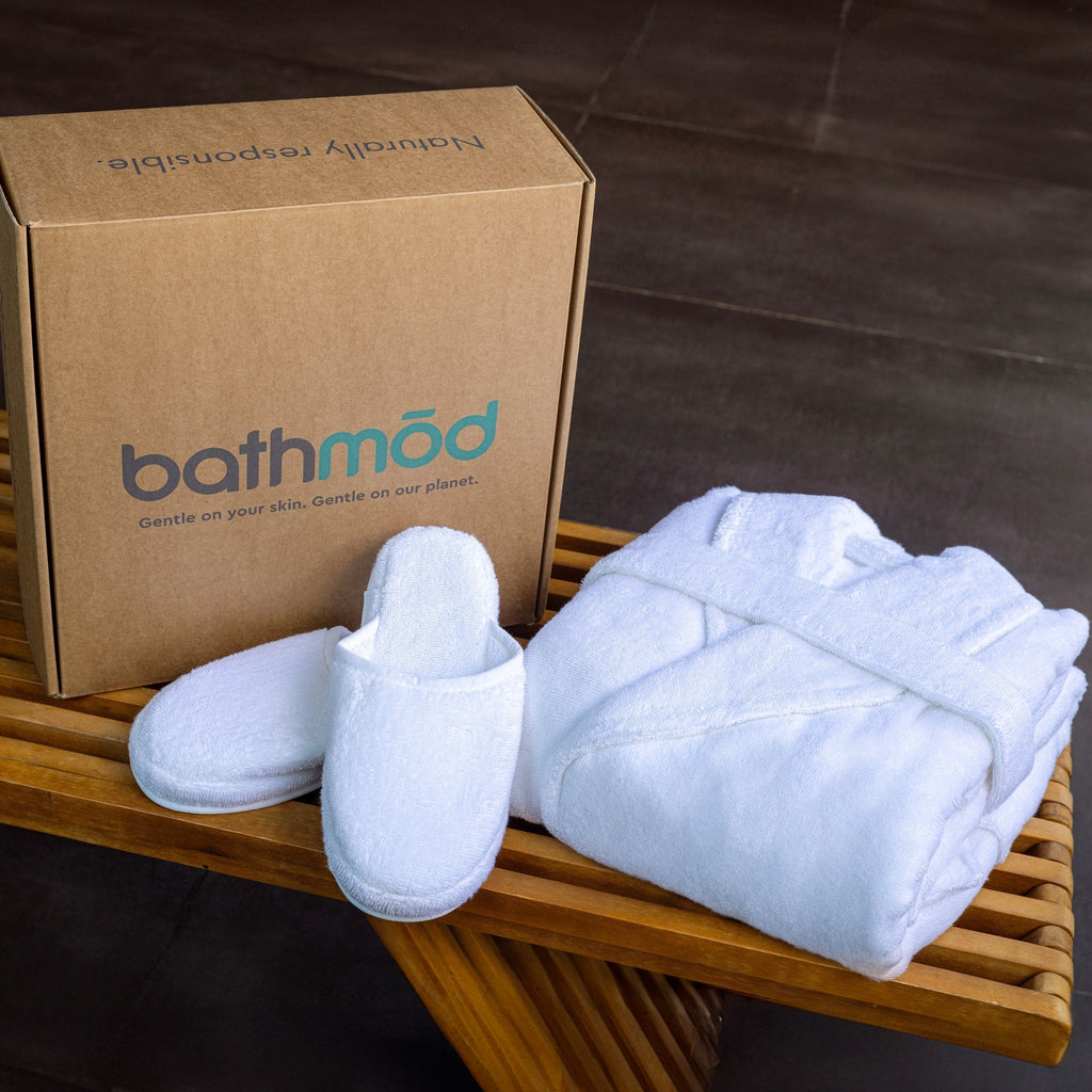 Organic Turkish Cotton Bathrobe & Slipper Set